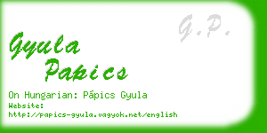 gyula papics business card