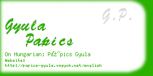 gyula papics business card